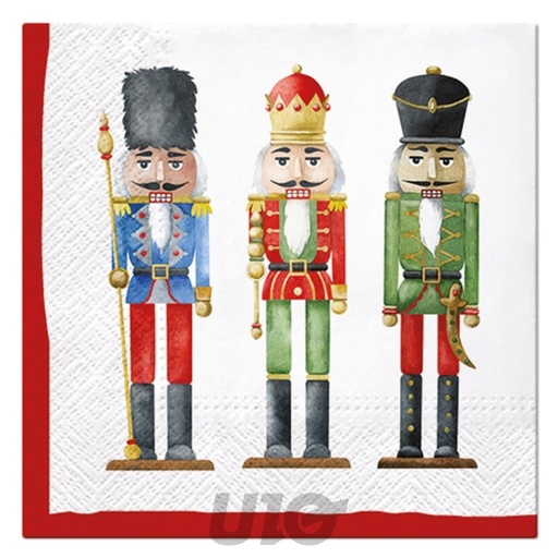 SET DE 20 SERVIETTES PAPIER - 3 PLIS - 33x33CM - MOTIF CASSE-NOISETTE