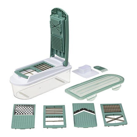 5Five Mandoline Multi-découpe 10 Accessoires Coupe-Légumes Vert Blanc