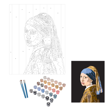 PEINTURE PAR NUMEROS GRANDS MAITRES 40*50CM LA JEUNE FILLE A LA PERLE VERMEER