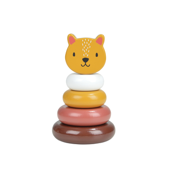 JOUET D'EVEIL TOUR A EMPILER EN BOIS D.8*H13.5CM LEOPARD SAVANE