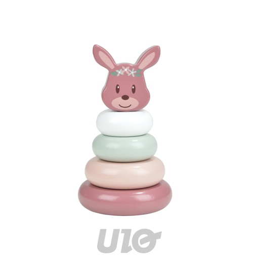 JOUET D'EVEIL TOUR A EMPILER EN BOIS D.8*H13.5CM FAON FORET MAGIQUE