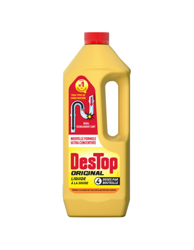 Destop Déboucheur Liquide Original à la Soude 950ml 4 Doses Canalisations