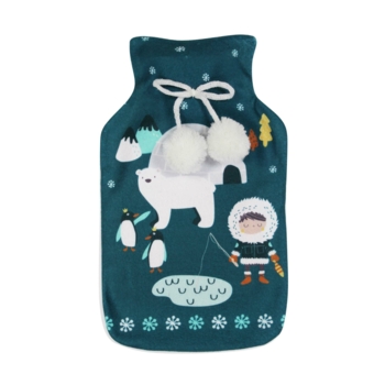 BOUILLOTTE+HOUSSE 21 x 34 CM POLAIRE IMPRIMEE/PVC UNI IGLOO