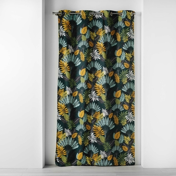 RIDEAU A OEILLETS 140 x 240 CM COTON IMPRIME PANAZIO BLEU