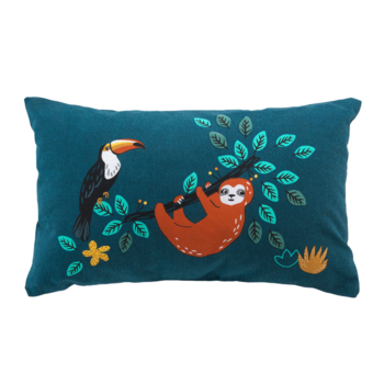 COUSSIN 30 x 50 CM COTON IMPRIME FUNNY JUNGLE DES. PLACE