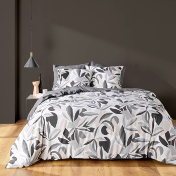 PARURE 3 P. 240 x 220 CM POLYCOTON IMP. 52 FILS ALLOVER LAVINIA GRIS