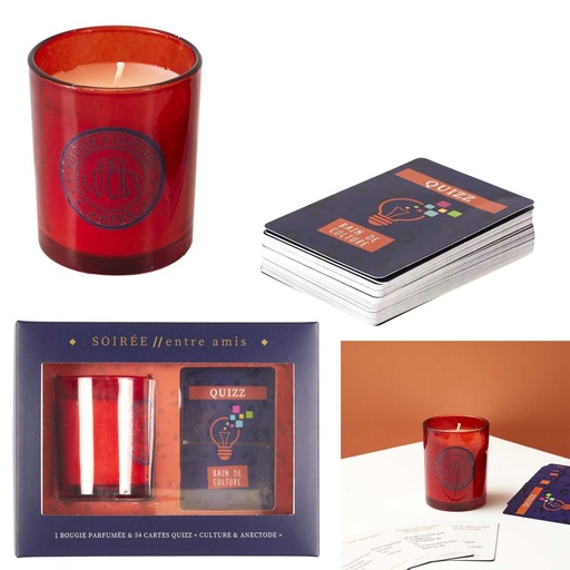 BOUGIE PARFUMÉE ET CARTE QUIZZ CULTURE