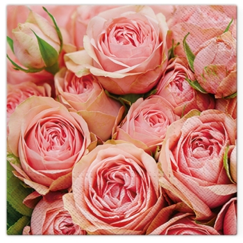 SET DE 20 SERVIETTES EN PAPIER 3 PLIS 33*33CM PINK ROSES