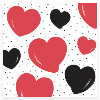 SET DE 20 SERVIETTES EN PAPIER 3 PLIS 33*33CM GROS COEURS