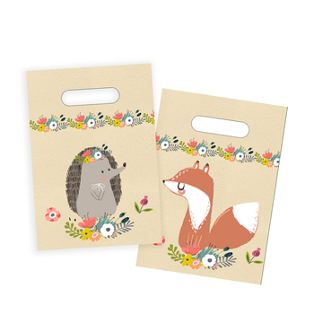 SET DE 6 SACS A BONBONS EN PAPIER H23CM AMIS NATURE