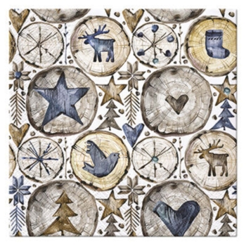 SET DE 20 SERVIETTES EN PAPIER 3 PLIS 33*33CM DECO SUR BOIS