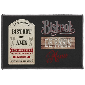 Douceur d'Intérieur Tapis Bistrot des Amis 40x60 cm Noir Antidérapant