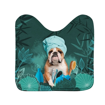 TAPIS CONTOUR WC 45 x 45 CM MICROFIBRE IMPRIMEE DOGGY ZEN DES.PLACE