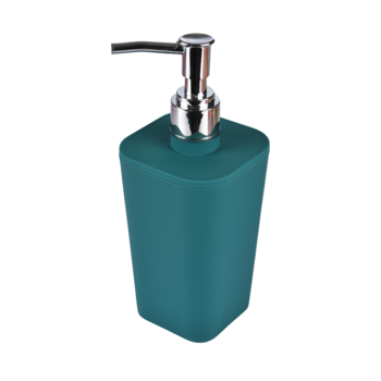 DISTRIBUTEUR SAVON 7.3x7.3x18 PLASTIQUE UN SOFT TOUCH VITAMINE SDB BLEU/EMERAUDE