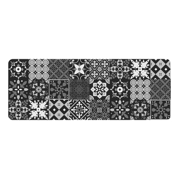 Douceur d'Intérieur Tapis Salou Mousse Imprimé Carreaux Gris 45x120 cm