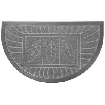 TAPIS DEMI-LUNE 45 x 75 CM RELIEF CAOUTCHOUC FEUILLES GRIS
