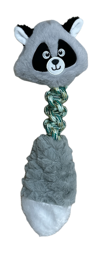 JOUET PELUCHE ET CORDE RATON LAVEUR GRIS  43X15CM