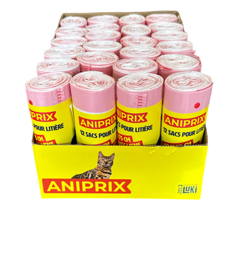 12 SACS LITIERE ROULEAUX AVEC LIEN 50X90CM EP 0,025 MM