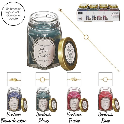 BOUGIE PARFUMÉE EN BOCAL DÉCORATION - BIJOU SURPRISE