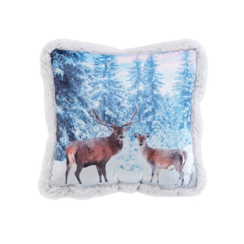 COUSSIN 40 x 40 CM VELOURS IMPRIME+IMIT. FOURRURE RENNES DES. PLACE