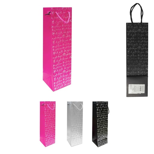 SAC CADEAU BOUTEILLE MOTIF ARGENT PAPIER M48