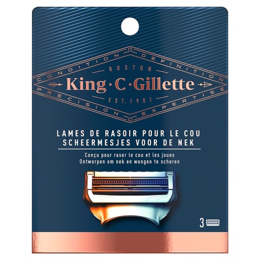 GILLETTE KING C LAMES DE RASOIR - SKINGUARD - 3 PIÈCES