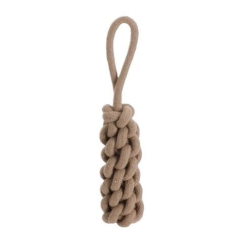 JOUET CORDE FORME MATRAQUE ECRU  28X5CM