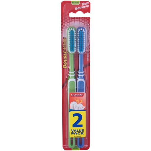COLGATE BROSSE À DENTS 2PCS DOUBLE ACTION MEDIUM