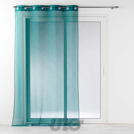 PANNEAU A OEILLETS 140 x 240 CM VOILE SABLE FANTAISIE LOUISE PETROLE