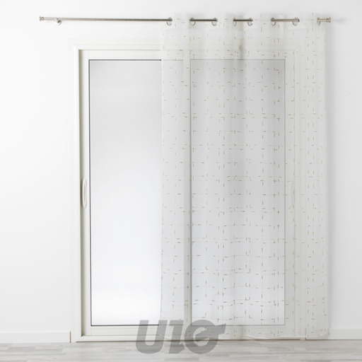 PANNEAU A OEILLETS 140 x 240 CM LUMINETTE FILS METALLISES DIXIE BLANC/OR