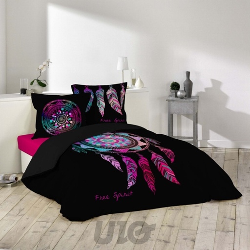 PARURE 3 P. 240 x 220 CM IMPRIME 42 FILS DESSIN PLACE PORTE BONHEUR