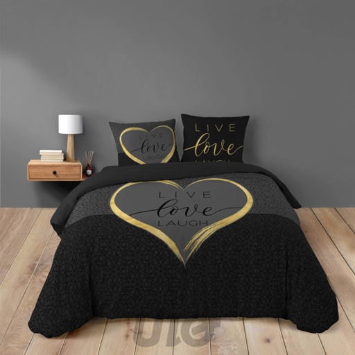 PARURE DE LIT 3 PIÈCES 240x220CM IMPRIMÉ 42 FILS DESSIN PLACE CRAZY LOVE