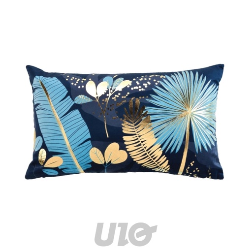 HOUSSE DE COUSSIN +ENCART 30 x 50 CM VELOURS IMPRIME OR PRUSSEOR DES. PLACE