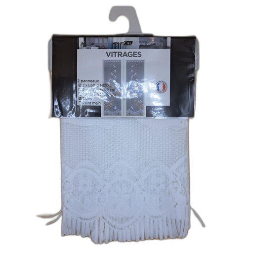 PAIRE DE VITRAGE 60x120CM - BLANC
