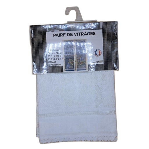 PAIRE DE VITRAGE 60x120CM - BLANC