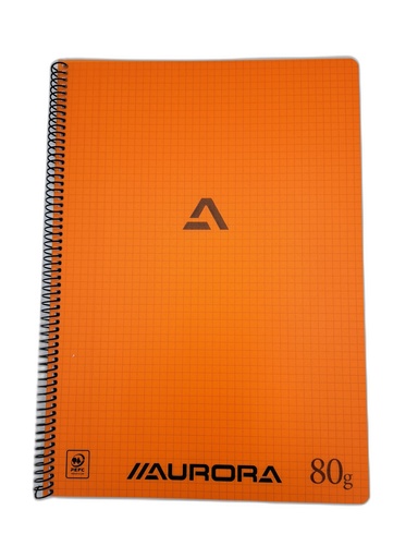 Aurora Cahier à Spirale A4 Quadrillé 5mm 80g Orange
