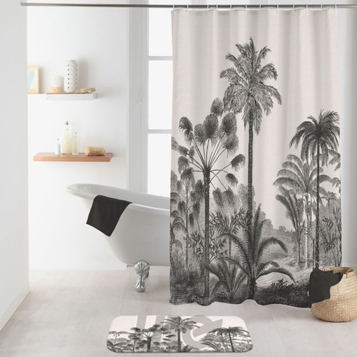 RIDEAU DE DOUCHE AVEC CROCHETS 180 x 200 CM POLYESTER IMPRIME COCOTY DES. PLACE