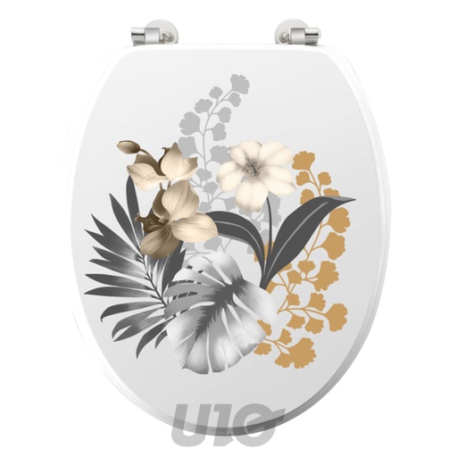 ABATTANT WC CHARNIERES METAL 18 POUCES MDF IMPRIME KELLY BLANC