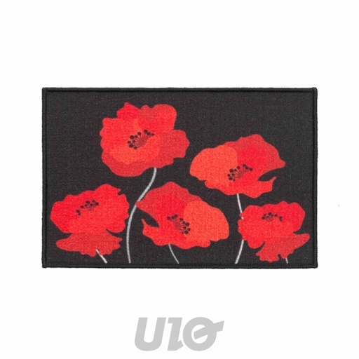 Tapis Rectangulaire Coquelicots Rouge Noir 40x60 cm Douceur d'Intérieur