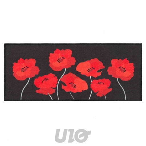 Douceur d'Intérieur Tapis Rectangulaire Numérique Coquelicots Noir Rouge 50x120 cm