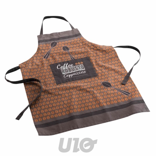 TABLIER +POCHE 60 x 84 CM COTON IMPRIME CAPPUCCINO