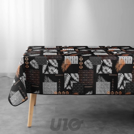 NAPPE RECTANGLE 150 x 240 CM POLYESTER IMPRIME OLENNA NOIR