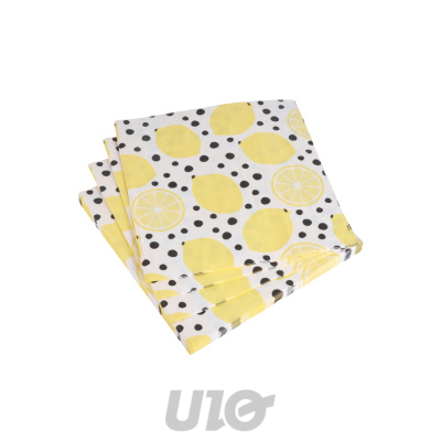 SET DE 20 SERVIETTES EN PAPIER 3 PLIS 33*33CM CITRON