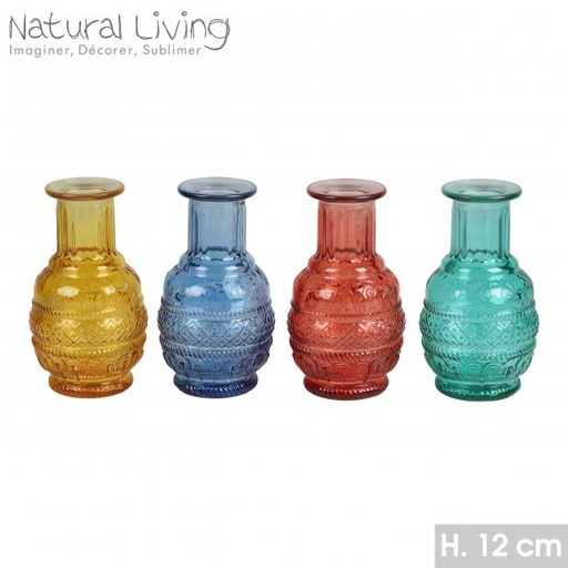 VASE SOLIFLORE "ANDREA" H12CM 4 COULEURS ASSORTIES