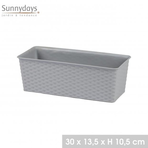 GARDEN & PLASTIC - JARDINIERE PLASTIQUE EFFET ROTIN 24 30X13,5XH10,5CM TITANIUM