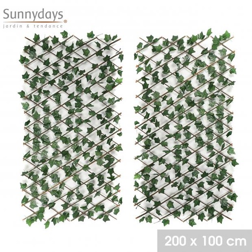 "MON JARDIN" TREILLIS EXTENSIBLE EN SAULE ET FEUILLE 12 ARTIFICIELLE 200X100CM