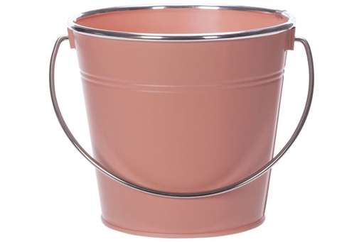 SEAU MATT SILVER POIGNÉE PÊCHE 16X11,5XH14CM ROND CONIQUE METAL