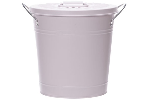 SEAU COUVERCLE 2 ANCES SILVER ROSE  19X15XH19CM ROND METAL