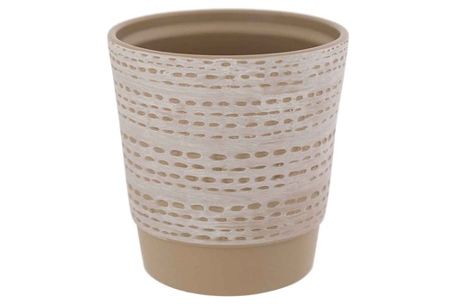 CACHE-POT DOTTED LINE BEIGE 12,5X12,5XH12,5CM CONIQUE GRÈS