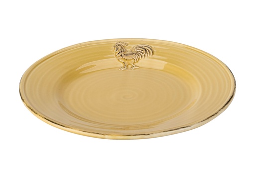 ASSIETTE ROOSTER OCRE 22X22CM ROND GRES